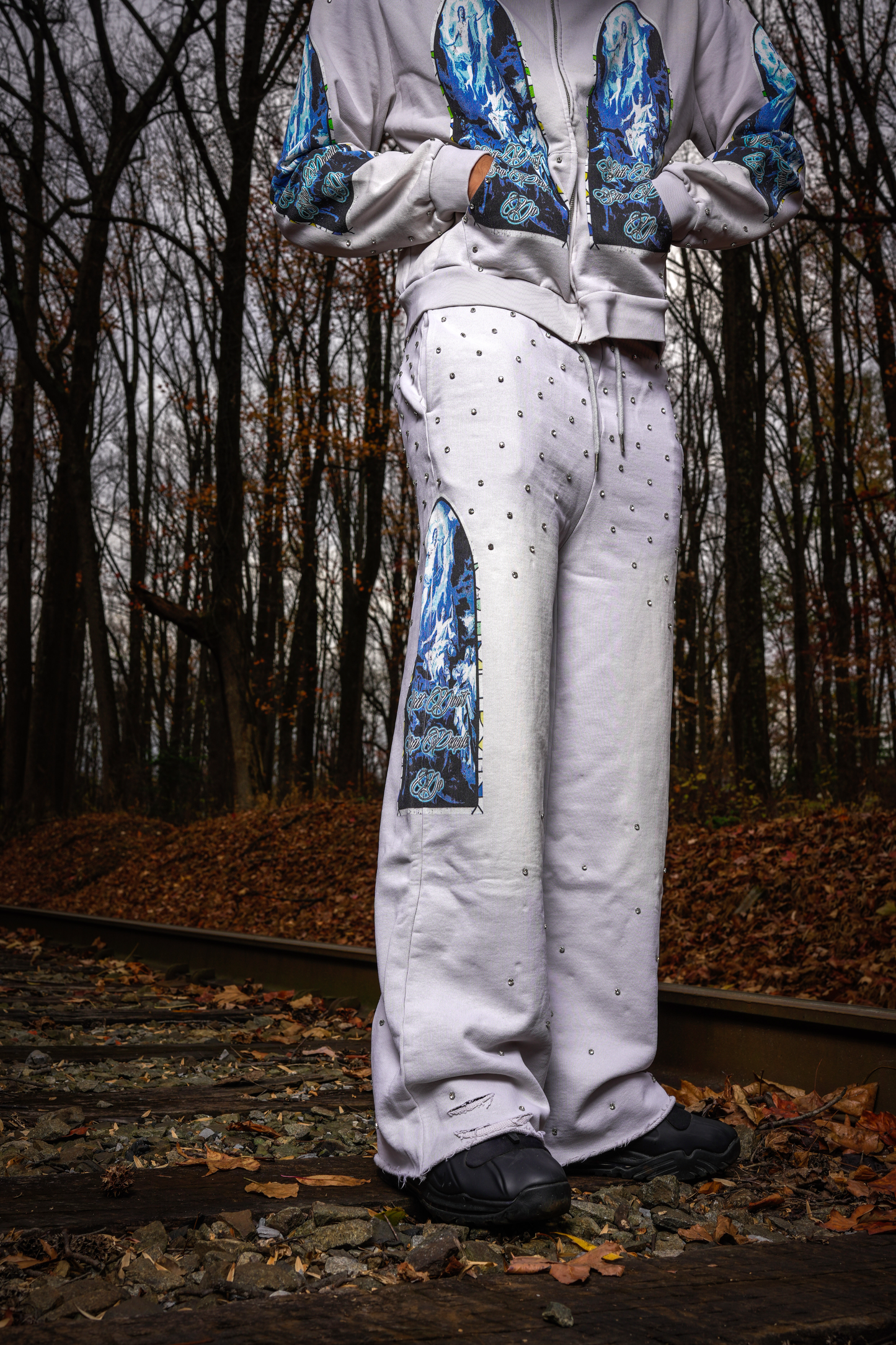 "Angels of Athens" Husky White Sweatpants