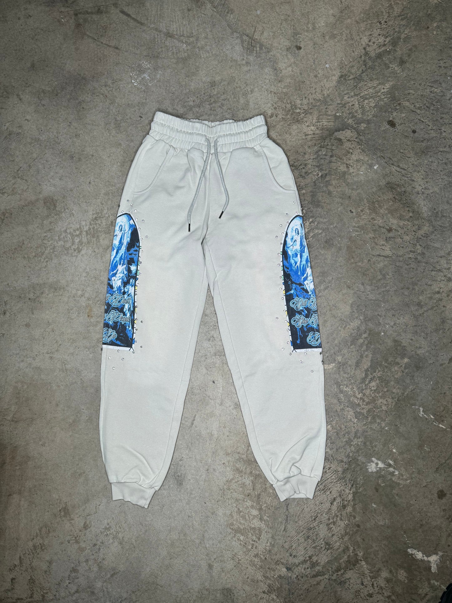 "Angels of Athens" Husky White Sweatpants