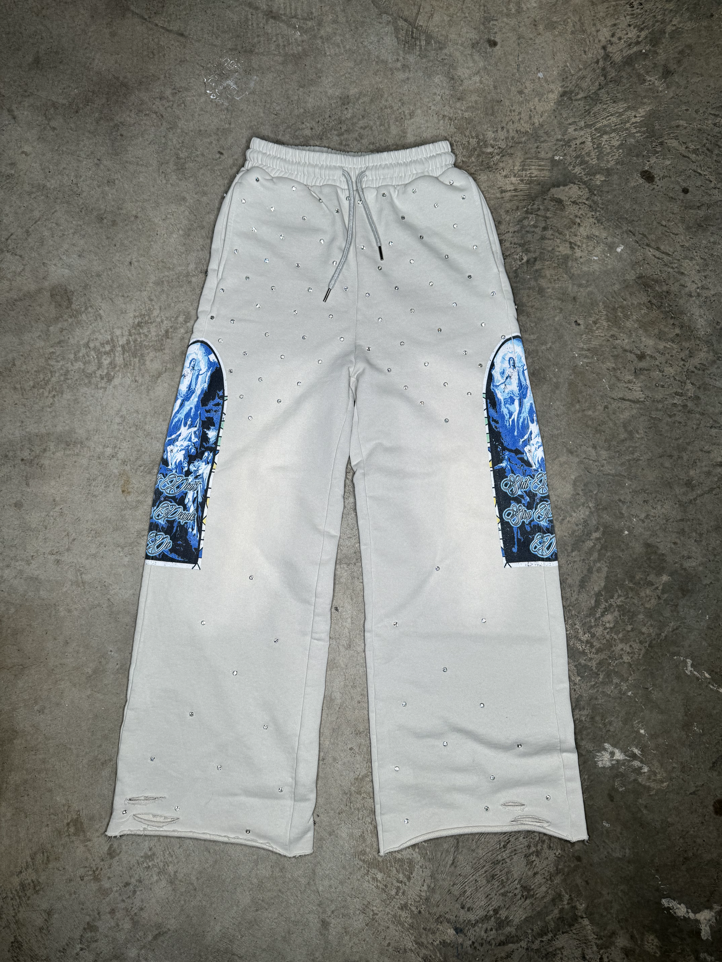 "Angels of Athens" Husky White Sweatpants