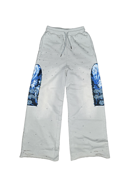 "Angels of Athens" Husky White Sweatpants